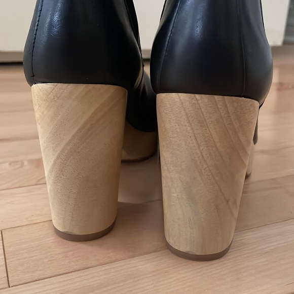 NWOT Madewell Marco Black Leather Chelsea Wood Platform Clogs Ankle Boots - Picture 9 of 9